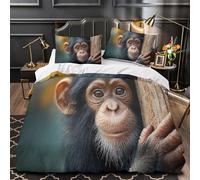 TFEDACVSS Bébé chimpanzé Qui Regarde Parure de Lit Microfibre Hypoallergique 3D Effet Confortable Housse de Couette Super Douce Fermeture Éclair Léger for Garçons Adolescents Single（135x200cm）