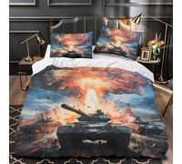 TFEDACVSS Chars de Combat Parure de Lit Imprimé en 3D Douce Microfibre résistante Guerre Militaire Housse de Couette Fermeture Éclair Léger Hypoallergique for Femmes Single（140x200cm）