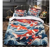 TFEDACVSS Chasse au Martin-pêcheur Parure de Lit 3D Effet Super Douce Respirante Illustration de la Faune et de la Nature Housse de Couette Microfibre Fermeture Éclair for Ado King（220x240cm）