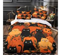 TFEDACVSS Chat Gris Qui Regarde Parure de Lit 3D Effet Microfibre Hypoallergique Résistante Housse de Couette Fermeture Éclair Douce Super Douce for Enfants Garçons Filles Super King（260x220cm）