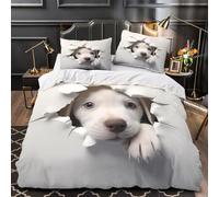 TFEDACVSS Chiot Mignon Qui Jette Un Coup d'œil Housse de Couette Imprimé en 3D Microfibre Hypoallergique Léger Parure de Lit Fermeture Éclair Ultra Douce Résistante for Garçon Single（140x200cm）