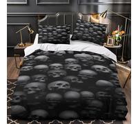 TFEDACVSS Collection de crânes Parure de Lit 3D Imprimée Ultra Douce Super Douce Housse de Couette Microfibre Hypoallergique Fermeture Éclair Confortable for Enfants Garçons Ado Single（140x200cm）