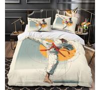 TFEDACVSS Combattants de karaté Housse de Couette Imprimé en 3D Microfibre Hypoallergique Confortable Parure de Lit Fermeture Éclair Ultra Douce Résistante for Adulte Enfants Filles King（220x240cm）