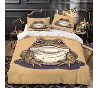 TFEDACVSS Dessin animé Mignon de Crapaud Housse de Couette Microfibre Hypoallergique Super Douce Léger Parure de Lit 3D Imprimée Fermeture Éclair Confortable Respirante for Couple Single（140x200cm）