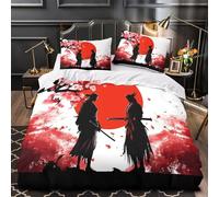 TFEDACVSS Duel de samouraïs Parure de Lit Imprimé en 3D Super Douce Confortable Japonais Housse de Couette Microfibre Fermeture Éclair Respirante for Fille Single（140x200cm）