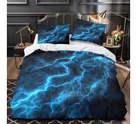 TFEDACVSS Éclairs Bleus Housse de Couette Microfibre Hypoallergique 3D Effet Ultra Douce Fantaisie numérique Parure de Lit Fermeture Éclair Super Douce Confortable for Enfant Single（135x200cm）