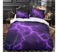 TFEDACVSS Éclairs Violets Housse de Couette Microfibre Hypoallergique 3D Imprimée Ultra Douce Parure de Lit Fermeture Éclair Confortable Résistante for Hommes Enfants Single（140x200cm）