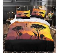 TFEDACVSS Éléphant d'Afrique Housse de Couette 3D Effet Microfibre Ultra Douce Hypoallergique Scène de Safari Sauvage Parure de Lit Fermeture Éclair Douce Confortable for Enfant King（220x240cm）
