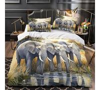 TFEDACVSS Éléphants d'Afrique Housse de Couette Imprimé en 3D Super Douce Respirante Safari Sauvage Parure de Lit Microfibre Hypoallergique Fermeture Éclair Léger for Hommes Enfants Single（135x200cm）