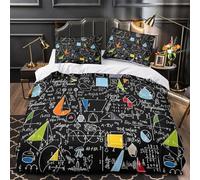 TFEDACVSS enseignement des mathématiques Parure de Lit 3D Effet Super Douce Respirante Motif géométrique coloré Housse de Couette Microfibre Fermeture Éclair for Ado Single（140x200cm）