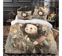 TFEDACVSS Furet Qui Jette Un Coup d'œil Housse de Couette Imprimé en 3D Douce Hypoallergique Illustration de la Nature Parure de Lit Microfibre Fermeture Éclair Léger for Adolescent Single（140x200cm）