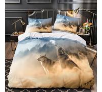 TFEDACVSS Hurlement du Loup Housse de Couette Microfibre résistante Imprimé en 3D Ultra Douce Parure de Lit Fermeture Éclair Hypoallergique Confortable for Adolescent Single（140x200cm）