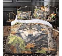 TFEDACVSS Hurlement du Loup Parure de Lit Imprimé en 3D Microfibre Hypoallergique Super Douce Housse de Couette Fermeture Éclair Ultra Douce Respirante for Enfants Garçons Ado Double（200x200cm）