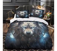 TFEDACVSS Hurlement du Loup Parure de Lit Microfibre Hypoallergique Imprimé en 3D Léger Housse de Couette Fermeture Éclair Super Douce Respirante for Enfants Garçons Filles King（220x240cm）