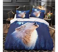 TFEDACVSS Hurlement du Loup Parure de Lit Microfibre résistante 3D Imprimée Hypoallergique Housse de Couette Fermeture Éclair Super Douce Respirante for Garçons Adolescents Double（200x200cm）