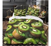 TFEDACVSS Kiwi Housse de Couette Imprimé en 3D Ultra Douce Hypoallergique Naturel Vibrant Parure de Lit Microfibre Fermeture Éclair Léger with 2 Taies d'oreiller for Enfant Single（140x200cm）