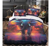 TFEDACVSS l'amour des éléphants Housse de Couette 3D Effet Microfibre Hypoallergique Léger Cœur Floral Parure de Lit Fermeture Éclair Douce Confortable for Filles Ado Super King（260x220cm）
