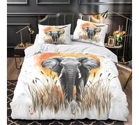 TFEDACVSS l'amour des éléphants Housse de Couette 3D Imprimée Super Douce Confortable Cœur Floral Parure de Lit Microfibre Hypoallergique Fermeture Éclair Léger for Enfant King（220x240cm）