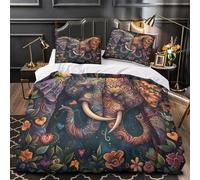 TFEDACVSS l'amour des éléphants Parure de Lit Imprimé en 3D Super Douce Confortable Conception Florale Artistique Housse de Couette Microfibre Fermeture Éclair Respirante for Fille Single（135x200cm）