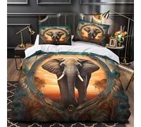 TFEDACVSS L'éléphant sacré Housse de Couette Imprimé en 3D Super Douce Léger Animal Mythique Parure de Lit Microfibre résistante Hypoallergique Fermeture Éclair for Couple Single（135x200cm）
