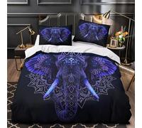 TFEDACVSS L'éléphant sacré Housse de Couette Microfibre Hypoallergique Super Douce Léger Animal Mythique Parure de Lit 3D Imprimée Fermeture Éclair Confortable Respirante for Couple King（220x240cm）