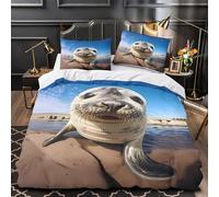 TFEDACVSS Les Tortues Marines nagent Housse de Couette Imprimé en 3D Super Douce Résistante Parure de Lit Microfibre Hypoallergique Fermeture Éclair Léger for Couple Super King（260x220cm）