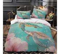 TFEDACVSS Les Tortues Marines nagent Parure de Lit Microfibre résistante 3D Effet Ultra Douce Housse de Couette Fermeture Éclair Hypoallergique Respirante for Garçons Adolescents Single（135x200cm）