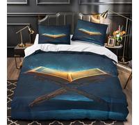 TFEDACVSS Livre sacré Housse de Couette Imprimé en 3D Super Douce Léger Illumination Mystique Parure de Lit Microfibre résistante Hypoallergique Fermeture Éclair for Couple Single（140x200cm）