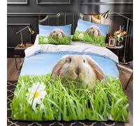 TFEDACVSS Motif de Lapins Mignons Housse de Couette 3D Effet Microfibre résistante Douce Illustration d'enfance Parure de Lit Fermeture Éclair Confortable Hypoallergique for Hommes King（220x240cm）