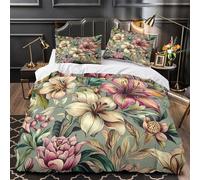 TFEDACVSS Motif Floral Housse de Couette 3D Effet Microfibre résistante Ultra Douce Scandinave Moderne Parure de Lit Fermeture Éclair Confortable Léger for Garçon Double（200x200cm）