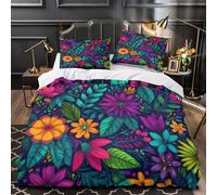 TFEDACVSS Motif Floral Housse de Couette 3D Effet Microfibre résistante Ultra Douce Style scandinave Parure de Lit Fermeture Éclair Hypoallergique Confortable for Enfant Double（200x200cm）