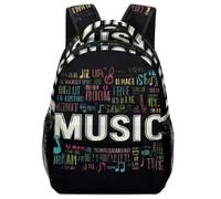 TFEDACVSS Musique Mots Art-Design de typographie coloréeSac À Dos D'école Sac A Dos Lycée Pour Sac À Dos Grande Capacité Fille Cartables Scolaires Grande CapacitéOne Size