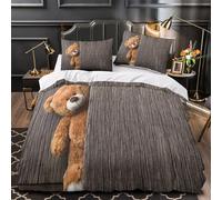 TFEDACVSS Ours en Peluche Mignon Housse de Couette 3D Imprimée Microfibre résistante Confortable enfance ludique Parure de Lit Fermeture Éclair Hypoallergique Respirante for Couple Single（140x200cm）