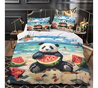 TFEDACVSS Panda Rocker Housse de Couette 3D Effet Microfibre résistante Douce Animal Cool Parure de Lit Fermeture Éclair Ultra Douce Confortable for Adulte Enfants Filles Double（200x200cm）