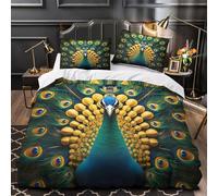 TFEDACVSS Parade du Paon Parure de Lit 3D Imprimée Microfibre Ultra Douce Hypoallergique Housse de Couette Fermeture Éclair Super Douce Résistante for Adulte Single（140x200cm）