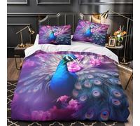 TFEDACVSS Parade du Paon Parure de Lit Microfibre 3D Imprimée Confortable Respirante Fantaisie Vibrante Housse de Couette Fermeture Éclair Hypoallergique Super Douce for Fille King（220x240cm）