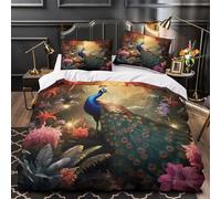 TFEDACVSS Parade du Paon Parure de Lit Microfibre Hypoallergique 3D Imprimée Super Douce Fantaisie Vibrante Housse de Couette Fermeture Éclair Douce Respirante for Femmes Double（200x200cm）