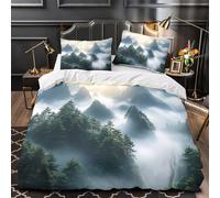 TFEDACVSS Paysage de Montagne Housse de Couette 3D Imprimée Microfibre résistante Léger Conception Low Poly Parure de Lit Fermeture Éclair Douce Hypoallergique for Enfant Double（200x200cm）