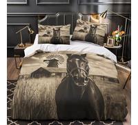 TFEDACVSS Portrait de Cheval de Ranch Housse de Couette Microfibre Ultra Douce Hypoallergique Confortable Parure de Lit 3D Imprimée Fermeture Éclair Résistante for Adultes Enfants Single（135x200cm）