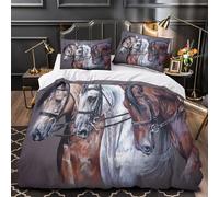 TFEDACVSS Portraits de Chevaux Parure de Lit 3D Effet Microfibre Hypoallergique Super Douce Équin Housse de Couette Fermeture Éclair Douce Ultra Douce for Couple Amoureux Single（135x200cm）