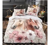TFEDACVSS Portraits de Chevaux Parure de Lit Microfibre Hypoallergique 3D Effet Léger Housse de Couette Fermeture Éclair Ultra Douce Respirante for Couple Amoureux Single（140x200cm）