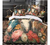 TFEDACVSS Portraits de Chevaux Parure de Lit Microfibre résistante 3D Imprimée Super Douce Floral Housse de Couette Fermeture Éclair Douce Respirante for Femmes Single（135x200cm）