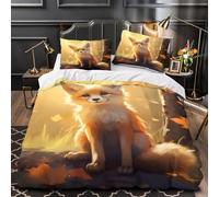 TFEDACVSS Renard Mignon Qui Regarde vers Le Haut Housse de Couette Imprimé en 3D Super Douce Hypoallergique Parure de Lit Microfibre résistante Fermeture Éclair Léger for Enfant Double（200x200cm）