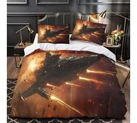 TFEDACVSS Scène de Bataille Spatiale Parure de Lit 3D Effet Microfibre résistante Douce Housse de Couette Fermeture Éclair Hypoallergique Confortable for Enfants Garçons Ado Single（140x200cm）