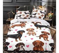 TFEDACVSS Teckel Housse de Couette Microfibre résistante 3D Effet Ultra Douce Humour Animalier drôle Parure de Lit Fermeture Éclair Hypoallergique Confortable for Adultes Enfants Double（200x200cm）