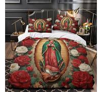 TFEDACVSS Vierge Marie Parure de Lit 3D Effet Super Douce Microfibre résistante Icône Religieuse_1 Housse de Couette Fermeture Éclair Léger Hypoallergique for Garçons Filles Single（140x200cm）