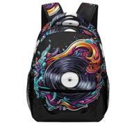 TFEDACVSS Vinyl_record-colorful_graffiti_artSac À Dos Sac A Dos Scolaires Voyage Sac D'école Décontracté Enfants Sac À Dos PourEnfants Et AdolescentsOne Size