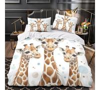 TFEDACVSS Visages de Girafe Housse de Couette 3D Effet Microfibre Hypoallergique Ultra Douce Portrait d'animal Sauvage Parure de Lit Fermeture Éclair Douce Respirante for Filles Ado King（220x240cm）