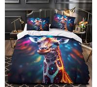 TFEDACVSS Visages de Girafe Housse de Couette 3D Effet Microfibre Ultra Douce Super Douce Portrait d'animal Sauvage Parure de Lit Fermeture Éclair Douce Hypoallergique for Enfant Double（200x200cm）