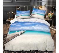 TFEDACVSS Vue sur la jetée de la Plage Housse de Couette Microfibre résistante 3D Effet Super Douce Parure de Lit Fermeture Éclair Hypoallergique Confortable for Hommes Enfants Single（135x200cm）